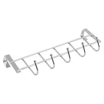 Stainless Steel Door Hook Simplicity 5 Hooks Rack Convenient Bathroom Organizer Towel Hanger Rack Good Load-Bearing