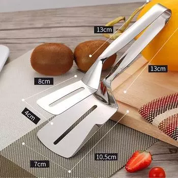 Stainless Steel Double-Sided Shovel Clip, Stainless Steel Spatula Kitchen Tongs,Grill Clamp Flipping Spatula Clip