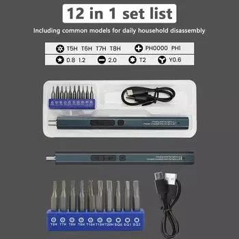 Stainless Steel Electric Screwdriver Portable Handheld Battery Powered LED Lighting Screw Driver Power Tool 50 in 1