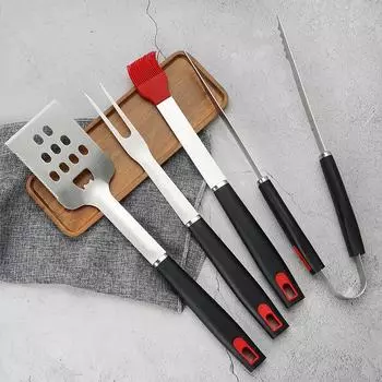 Stainless Steel Grill Set Outdoor Camping Barbecue Cooking Shovel Fork Grill Pliers