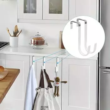 Stainless steel hook kitchen and bathroom door rear hook cabinet hook cabinet door hook dormitory hook multi-functional hanger M белый
