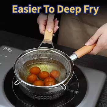 Stainless Steel Leaky Spoon Household Kitchen Binaural Strainer Sieve Fryer Leakage Drainer Frying Pan Leakage Strainer