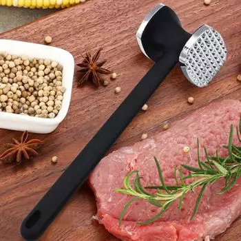 Инструмент для размягчения мяса из нержавеющей стали, двусторонний разбиватель сухожилий, молоток для говядины, эффективный кухонный аксессуар для размягчения куриного говяжьего стейка серебряный