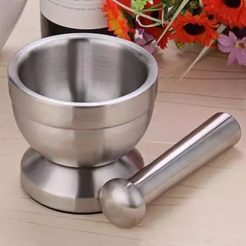 Ступка и пестик из нержавеющей стали, кухонная чесночная мельница, аптечная миска, пресс для чеснока, мельница для трав, инструмент для измельчения перца и специй серебряный