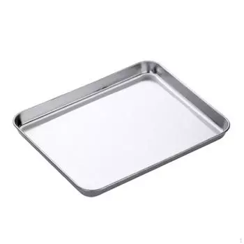 Stainless Steel Oven Tray Baking Sheet, Compact Sturdy Nonstick Pan, Food Serving Pan Flat серебряный