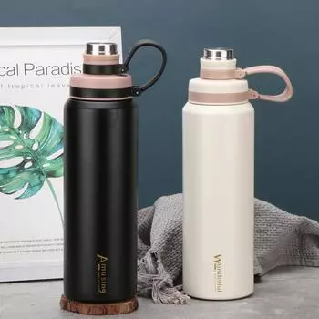 Stainless Steel Thermos Cup Portable Water Bottle Outdoor Portable Direct Drink Sports Kettle Large Capacity Space Pot 600ml
