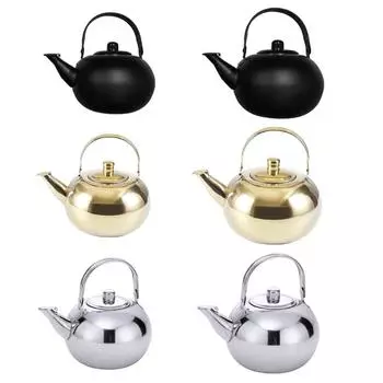 Stainsless Steel Teapots with Infuser Short Spouts Coffee Kettles Stovetop Kettles Round Coffee Teas Pots Easy to Use