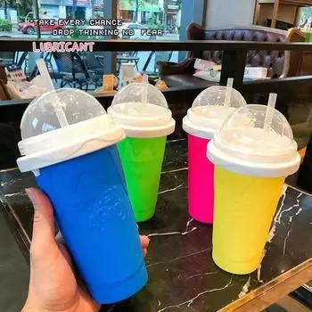 Стакан для коктейлей Shake Smoothies, мороженица, быстрозамороженный силиконовый стаканчик, самодельный стаканчик для сока, молочного коктейля, бутылка для воды, охлаждающая чашка для песка, дом розовый