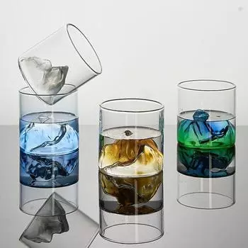 Стакан для виски в китайском стиле, 3D, горная вода, стакан, ледник, кружка, водка, винный стакан, стеклянное произведение искусства, подарочная бутылка для виски, посуда для напитков, горячая распродажа 170ml