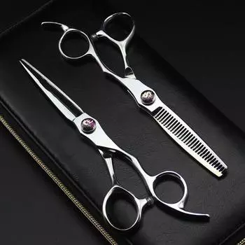 Сталь 6 Scissor Gem Hair Scissors Haircutting Thinning Barber Makas Hair Cutting Shears Hairdresser Scissors