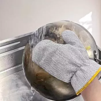 Стальная проволока удлиненная водонепроницаемая теплоизоляционная жаропрочная кухонная толстая прочная перчатка для мытья посуды 1PC