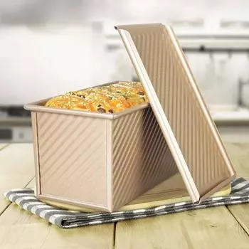 Стальная прямоугольная форма для выпечки хлеба с антипригарным покрытием, форма для тостов, форма для тостов, жестяная коробка для выпечки хлеба, форма для выпечки хлеба Pullman золотой
