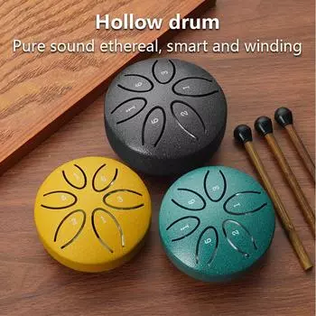 Стальной язычковый барабан 3 дюйма 6 нот ударный инструмент Balmy Drum с барабанными палочками для медитации йоги начинающих мажоров семьи