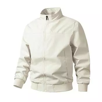 Stand Collar Pilot Jacket, Loose Casual Baseball Jersey XXXXL белый