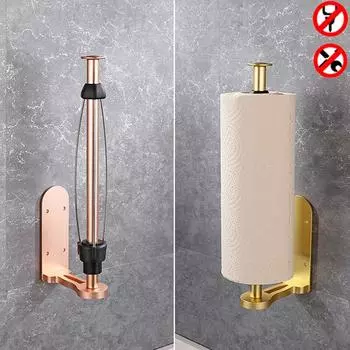 Stand Paper Holder Adhesive Damping Aluminum Rose Gold Creative Tissue Roll Rack Toilet Paper Towel Holder for Bathroom Kitchen чёрный