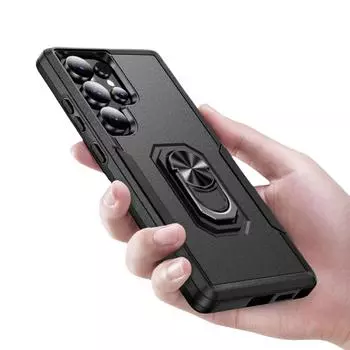 Stand Phone Case for Samsung Galaxy S24 Ultra Plus FE 5G Strong Accessories Cover for Galaxy S24 FE чёрный