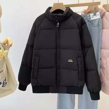 Stand-up collar winter new down cotton-padded clothes versatile thickened loose warm jacket cotton-padded jacket bread couple cotton-padded clothes M Below 60kg