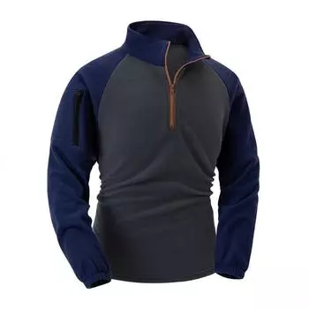 Stand Up Collar Zipper Long Sleeved Arm Zipper Pocket Men s Pullover S