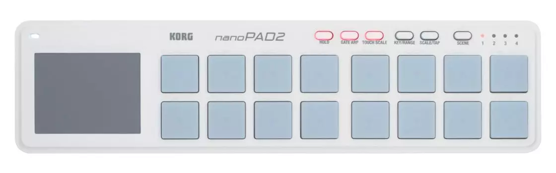 Стандартный USB MIDI-контроллер KORG nanoPAD2 WH, белый, совместимый с Velocity, 16 пэдов, создание музыки DTM, компактный дизайн делает его идеальным для переноски белый