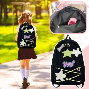 Star Backpack For Women, Large Capacity, Cute Star Backpack For Middle School Students One Size зелёный