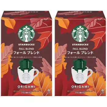 Starbucks Origami Personal Drip Coffee Fall Blend 4 bags x 2 Regular Medium Roast (9g/1 bag) boxes, Coffee,