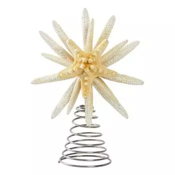 Starfish Tree Topper Beach Christmas Tree Topper Ocean Theme Treetop Ornament for Xmas Home Party Decor бежевый