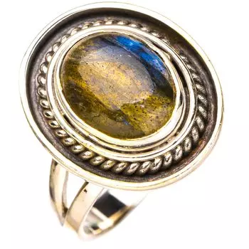 StarGems® Natural Blue Fire Labradorite Handmade 925 Sterling Silver Ring 7.5 E7140