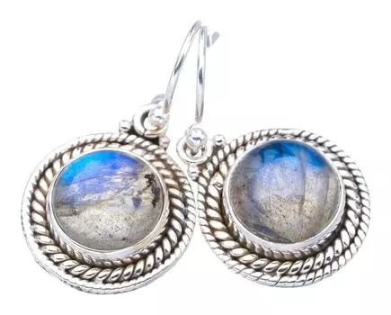 StarGems Natural Labradorite Handmade 925 Sterling Silver Earrings 1.25 F5793
