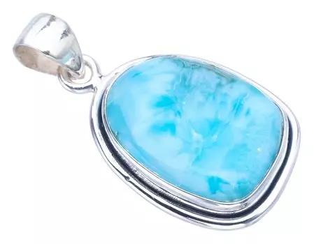 StarGems® Natural Larimar Handmade 925 Sterling Silver Pendant 1.5 F3496