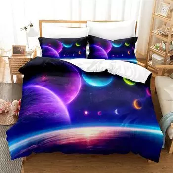 Starry Sky, Universe Bedding Set Duvet Cover Set 3d Bedding Bed Linen Fashion Comforter Cover Children Bedding Sets Queen Size UK Single 135x200cm&set