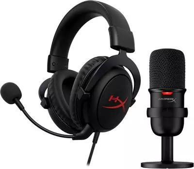 Стартовый набор HyperX Gaming включает в себя HyperX Cloud Core Gaming DTS Spatial Audio и USB-микрофон HyperX SoloCast HBNDL0001 — гарнитура, наушникиX чёрный
