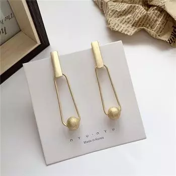 Statement Korean Jewelry Matte Dangle Drop Earrings Metal Ball Earrings Geometric золотой
