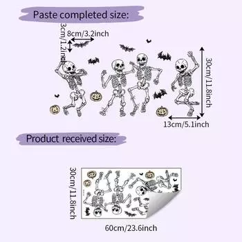 Static Halloween Uv Glueless Pvc Bat Skeleton Home Decoration Wall Stickers