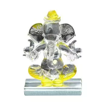 Статуэтка Ганеши, Yellow Transparent Double Sided Crystal Ganesha Idol, eCraftIndia