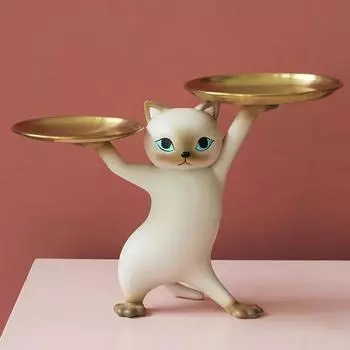 Статуэтка из скандинавской смолы для кошачьего лотка, спальни, входа, домашнего офиса, стола, декора, аксессуаров, контейнера для хранения ключей и конфет, скульптуры