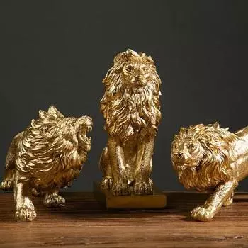 Статуэтка короля льва из смолы, декоративные фигурки для рабочего стола, фэншуй, украшения животных, декор для дома, гостиной, офиса