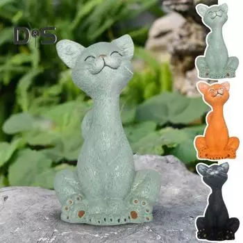 Статуэтка сидящего кота из смолы, мультяшный кот, украшения для стола, статуэтка кота для домашнего офиса, подарок любителю кошек серый