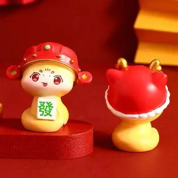Статуэтка Yousheng Year of The Snake, статуэтка из смолы, мультяшная змея, китайский зодиакальный знак, декор стола, мини-талисман, кукла, украшение A