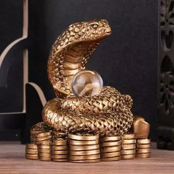 Статуэтка змеи из смолы Yousheng, винтажная китайская зодиакальная талисманная модель змеи, мини-статуэтка животного, удача, настольное украшение в стиле фэн-шуй, орнамент A