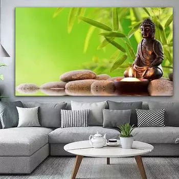 Статуя Будды, постеры и принты, холст, живопись, куадрос, буддизм, бамбуковый лес, дзен, настенные художественные фотографии для декора гостиной 20cm40cm NoFrame