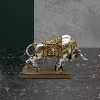 Статуя быка, скульптура, настольное украшение 17x5x10,9 см, декоративное легкое изделие ручной работы для кафе-бара Silvery