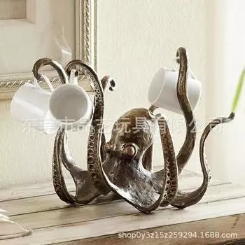 Статуя осьминога из смолы, скульптура осьминога, поделки, держатель для кружки осьминога, забавный литой подстаканник, держатель для ювелирных изделий, настольное украшение для дома