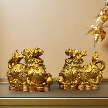Статуя Pixiu, 2 шт., китайская фигурка фэншуй, износостойкие коллекции, латунная скульптура Пи Яо