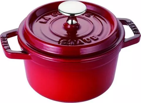Staub Cocotte Round Cherry Small Hand Литой эмалированный горшок IH Совместимый с японским La Cocotte Round Pico 14 см [Авторизованный продукт] 40510-250