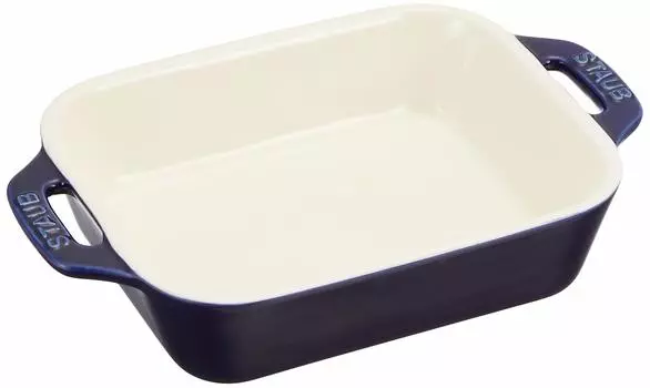 staub Dish Granblue 14 x Керамическая форма для запекания, безопасная для использования в духовке и микроволновой печи, японская тарелка Прямоугольная 11 см [Авторизованный продукт] 40508-583 синий
