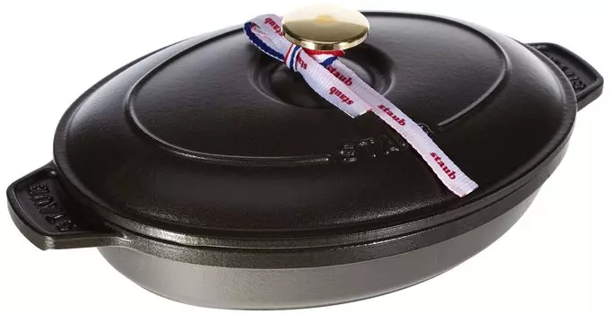 staub Горячая пластина черная для обеих рук литая эмаль мелкая IH совместимая японская горячая пластина овальная 23 см [Авторизованный продукт] 40509-582