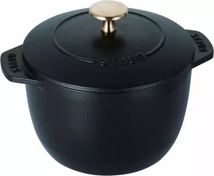 staub La Cocotte de GOHAN 40509-655 La Cocotte de GOHAN Black M 6.3 inches (16 cm) Rice Pot, 2 Pieces, Cast Iron Pot, Induction Compatible, Rice Cooke