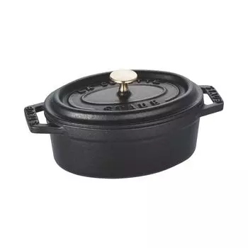 STAUB La Cocotte Oval 40500-111 Мини-кокотница Pico Cocotte Oval, черная 40500-111 Маленькая литая эмалированная кастрюля с двумя ручками