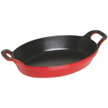 Staub Oval Stackable Dish Gratin Dish, Oval 24cm, red (Cherry)
