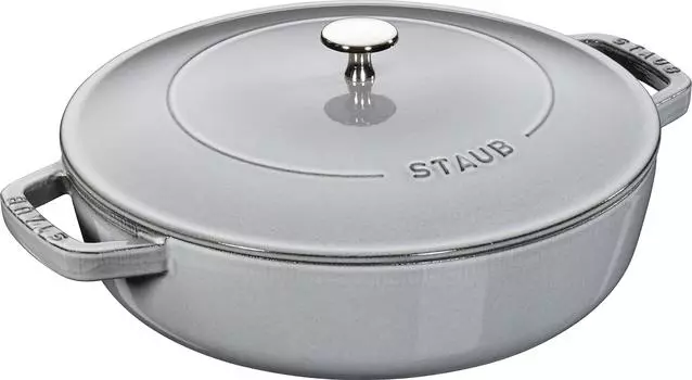 Staub Pan Gray Two Hand Cast Enamel Pot Shallow Sukiyaki IH Compatible Japanese Blaiser Blaiser Saut 24cm [Authorized Product] 40511-471 серый